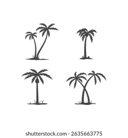 Palm trees silhouette Icon flat vector design