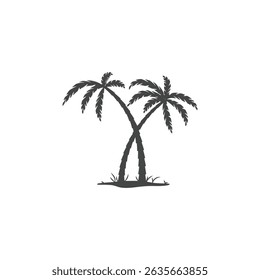 Palm trees silhouette Icon flat vector design