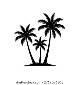 Palm trees silhouette icon vector illustration on white background