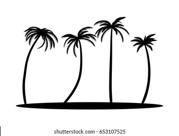 Palm trees silhouette illustration vector set