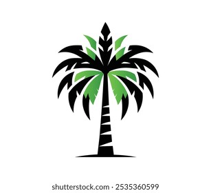 Palm trees silhouette illustration with white background