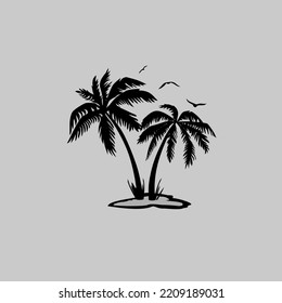palm trees silhouette isolated design
