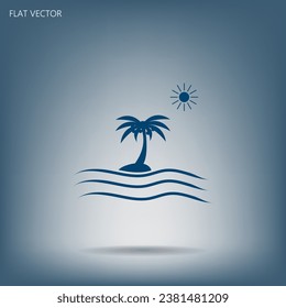 Palm trees silhouette on art island