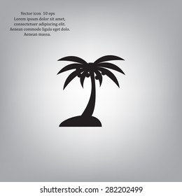 Palm trees silhouette on art island