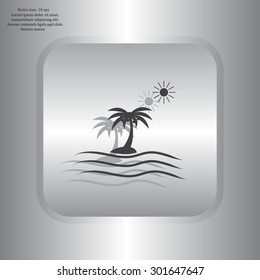 Palm trees silhouette on art island