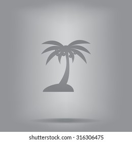Palm trees silhouette on art island