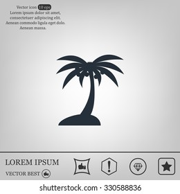 Palm trees silhouette on art island