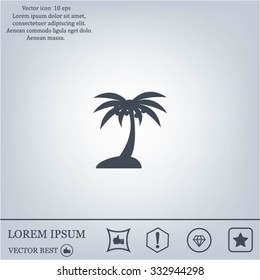 Palm trees silhouette on art island