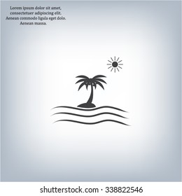 Palm trees silhouette on art island