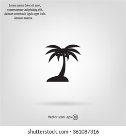 Palm trees silhouette on art island