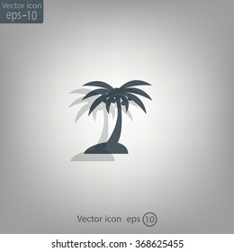 Palm trees silhouette on art island