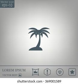 Palm trees silhouette on art island