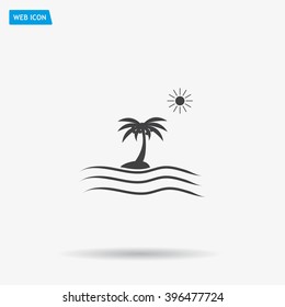 Palm trees silhouette on art island