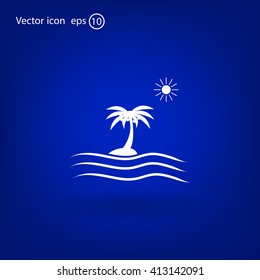 Palm trees silhouette on art island