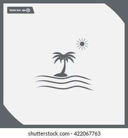 Palm trees silhouette on art island
