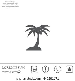 Palm trees silhouette on art island