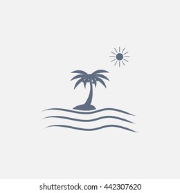 Palm trees silhouette on art island