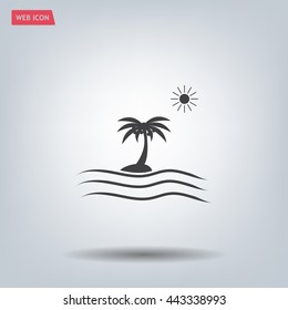 Palm trees silhouette on art island