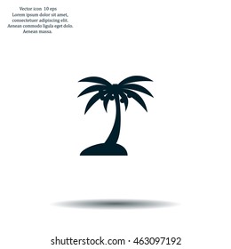 Palm trees silhouette on art island
