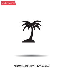 Palm trees silhouette on art island