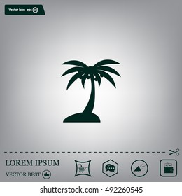 Palm trees silhouette on art island