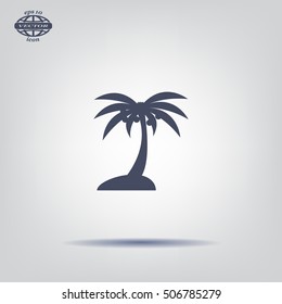 Palm trees silhouette on art island