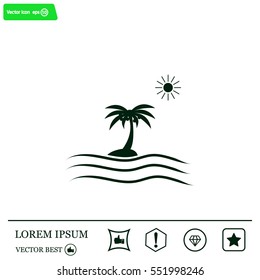 Palm trees silhouette on art island