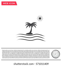 Palm trees silhouette on art island
