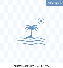 Palm trees silhouette on art island