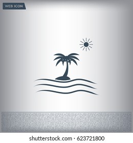 Palm trees silhouette on art island
