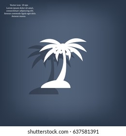 Palm trees silhouette on art island