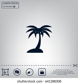 Palm trees silhouette on art island