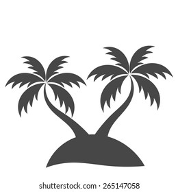 Palm trees silhouette on island. Vector illustration