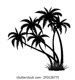 Palm trees silhouette on white background, vector illustration