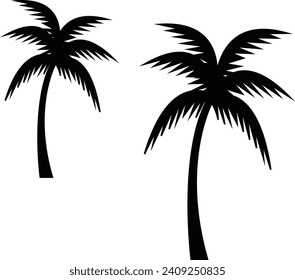 Palm trees silhouette. Simple black two palm trees with one foot.