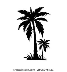 Palm Trees Silhouette - Tropical Island Art