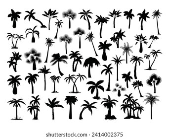 Palm trees silhouette vector art white background