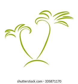 Palm trees silhouette. Vector icon or logo