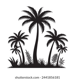 Palm trees Silhouette, Vector illustration.