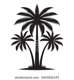 Palm trees Silhouette, Vector illustration.