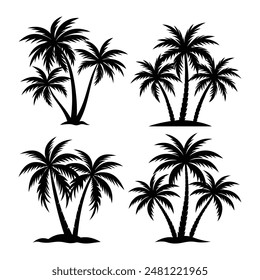 palm trees silhouette vector illustration