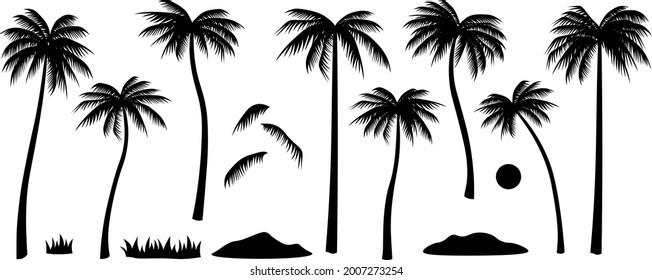 Palm trees silhouettes black vector illustration