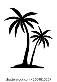 palm trees silhouettes. Hand drawn isolated illustrations.