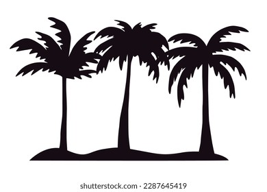 Palm trees silhouettes icons. Vector illustration. Black on white background