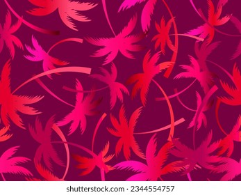 Palm trees silhouettes seamless pattern. Colorful gradient palm trees. Summer time, wallpaper with tropical pattern. Design for printing t-shirts, banners and promotional items. Vector illustration