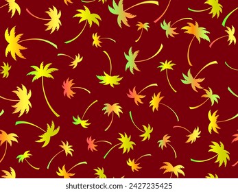 Las palmeras siluetas patrón sin fisuras. Palmeras de degradado de colores. Tiempo de verano, papel pintado con patrón tropical. Diseño para imprimir camisetas, banners y artículos promocionales. Ilustración de vector