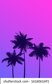 Palm trees silhouettes. Summer poster. Vector