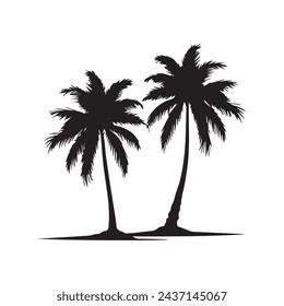 Palm trees silhouettes tropical leaf coconut vector .