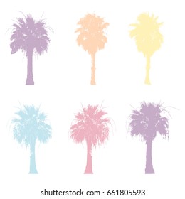 Palm trees silhouette.Summer colours. Vector illustration. 