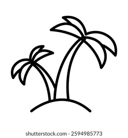 Palm Trees simple line art vector
